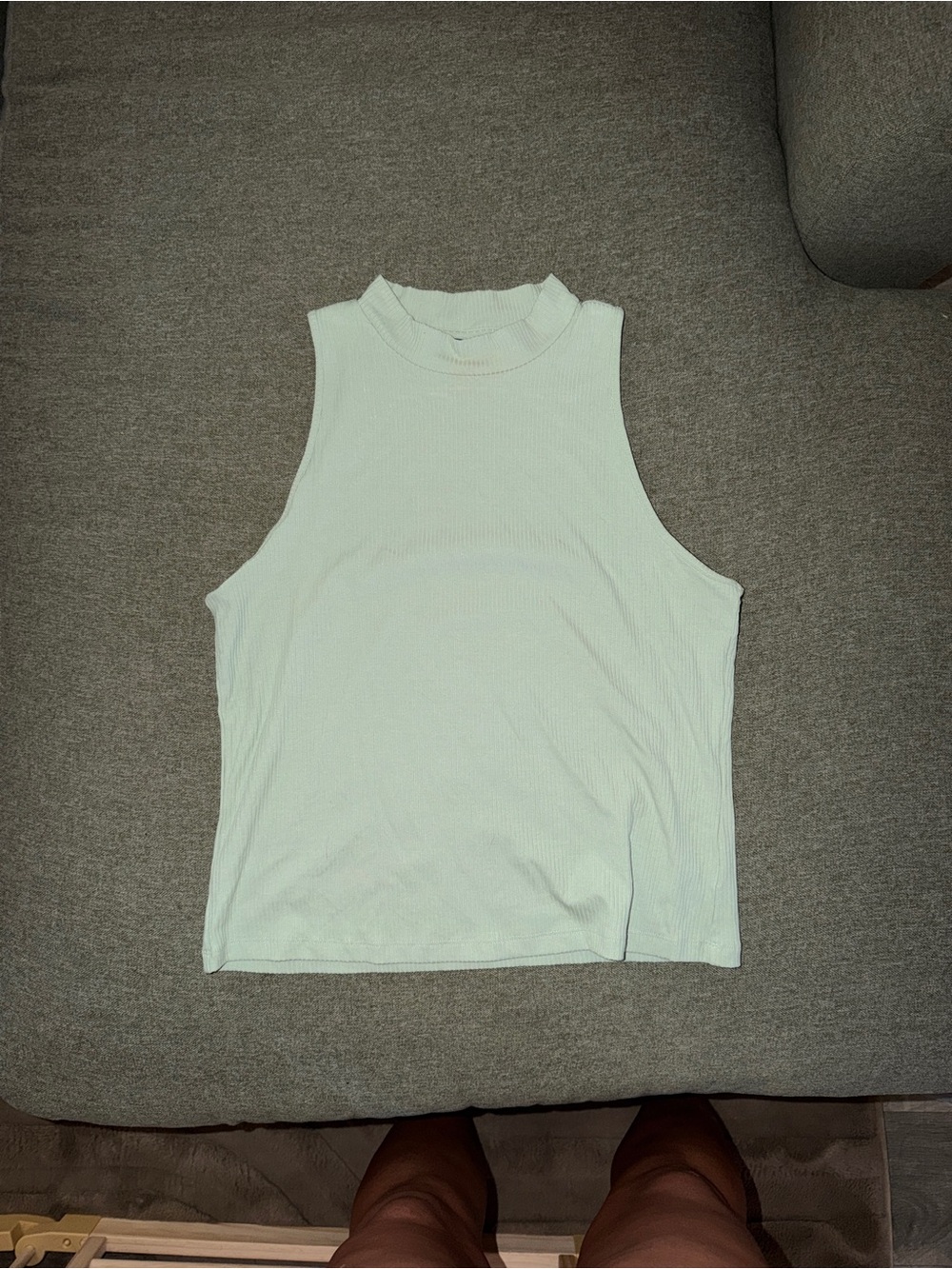 Sleeveless Ribbed Tank Top in Light Mint